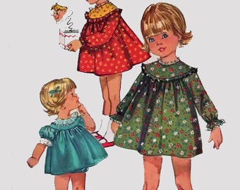 Vintage 1960s Toddler Mod YOKED A Line Dress with Panties Sewing Pattern Simplicity 6713 Mod 60s Pattern Size 3 B22 UNCUT