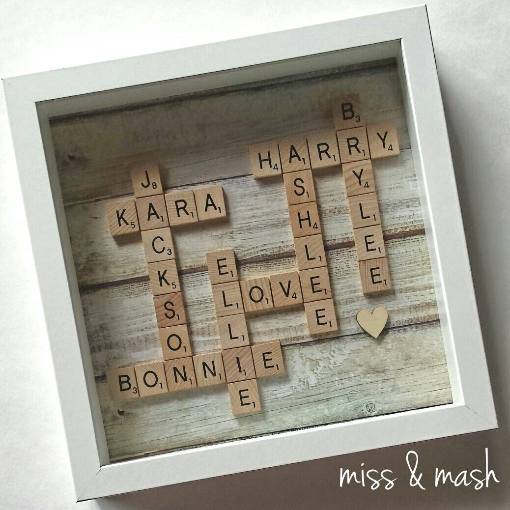 Personalised Scrabble Family Name Frame Wall Art Birthday