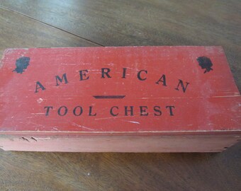 Tool Chest, Wood, Vintage, American, Red