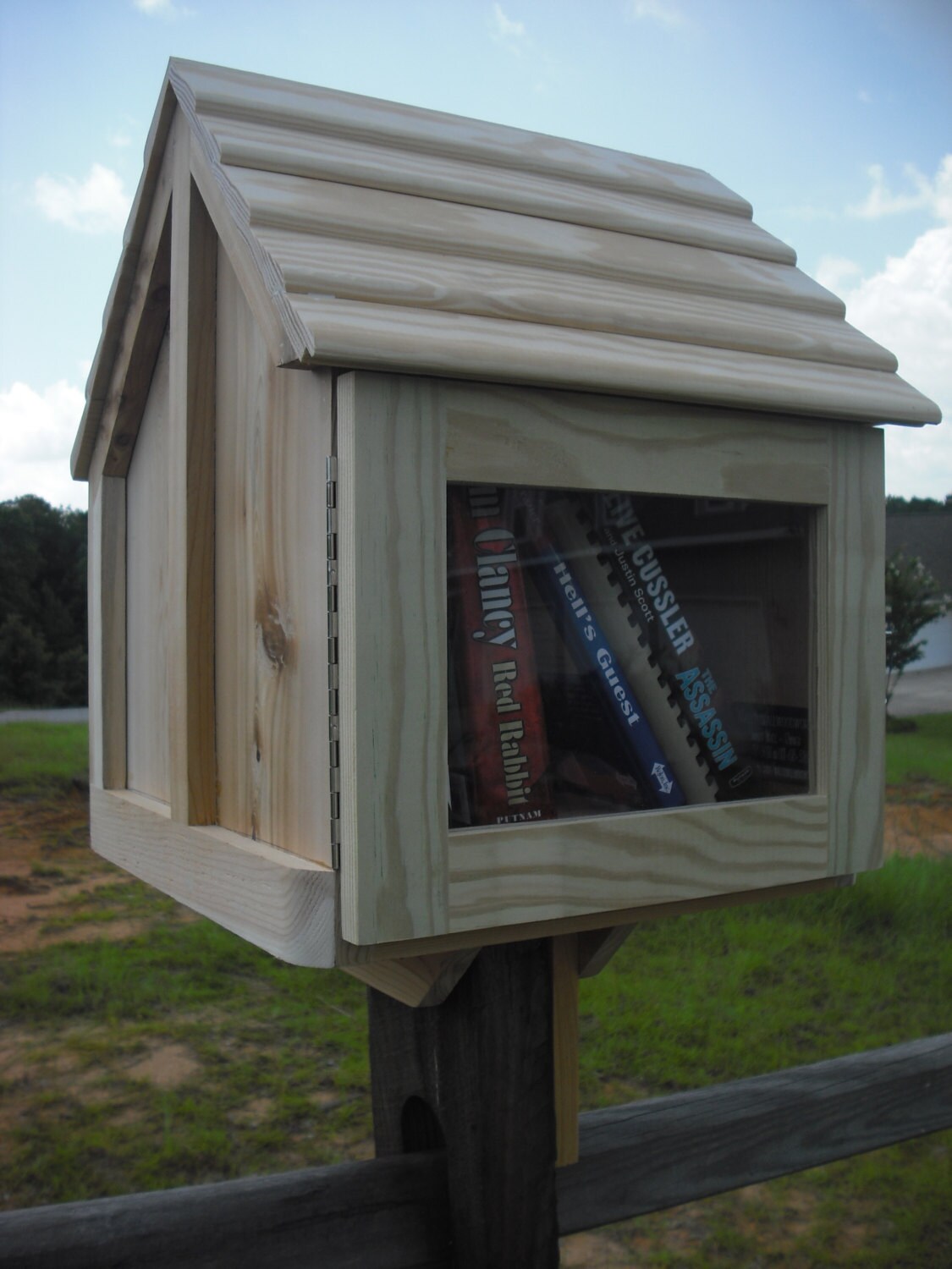 Library book exchange box fully assembled Cedar neighborhood