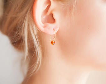 Tiny Topaz Earrings, November Birthstone Earrings, Autumn Earrings, Tiny Orange Earrings, Topaz Earrings, Earrings November Birthstone