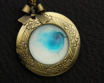 Necklace locket little blue bird 2020m