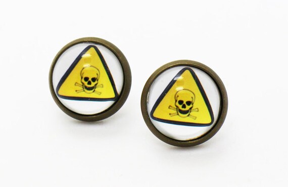 poison warning signs earrings warning sign earrings hazard