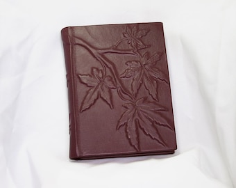 Large leather bound journal handmade blank book Japanese Maple