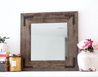 Mirror, Wall Mirror, Bathroom Mirror, Rustic Wood Mirror, Wood Frame Mirror, Modern Mirror, Vanity Mirror, Small Mirror
