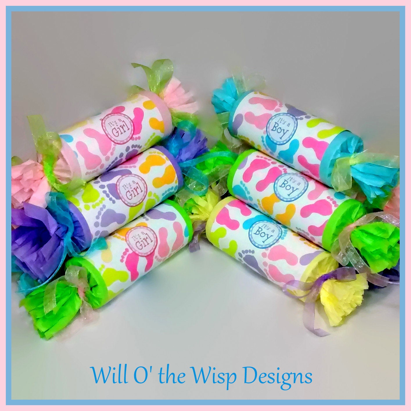 6 Baby Shower Cracker Snaps Party Supplies Favors