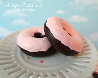 Fake Donut Chocolate Doughnut Glazed Pink Frosting Kitchen Home Decor Prop