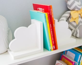 Cloud Bookends for Kids Room Baby Nursery Decor Bedroom Book End Clouds for Shelves - Decorations for Room or Nursery(Item - CBK500)