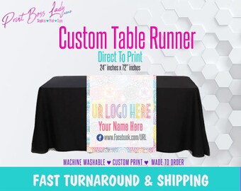 LLR Custom Multi Color Table Runner Full Color Add Your Logo | Fast Turn Around | LLR Fashion Consultant Table Runner | Next Day Shipping