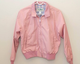 Vintage, L.L.Bean Women's Bomber Jacket, Members Only style Jacket, 70s or 80s Spring jacket in pink