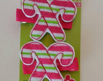Candy Cane Felt Hair Clips