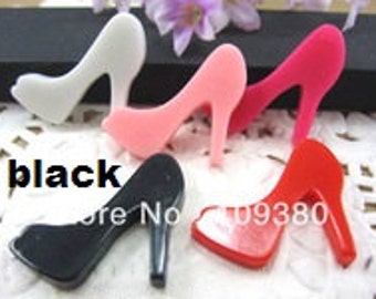 black high heels 2pc resin cabochon diy pumps shoes