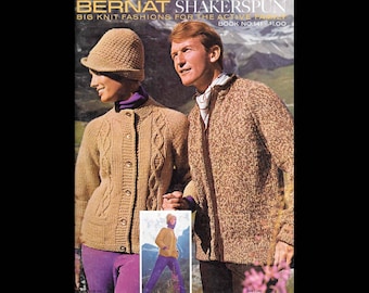 Bernat Shakerspun - Big Knit Fashions for the Active Family - Bernat Handicrafter Book No. 141 - Vintage Knitting Booklet c. 1966 - Patterns