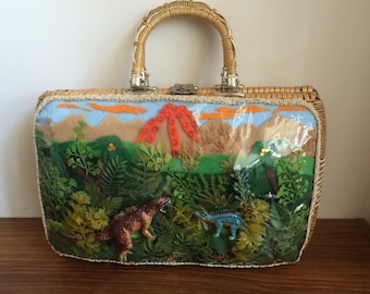 Wicker dinosaur basket purse