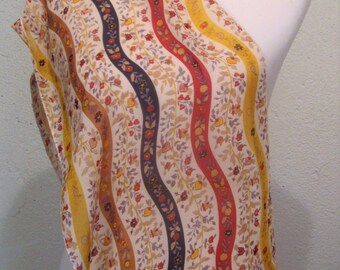 yellow print flower infinity scarf, silky infinity scarf, flower print scarf