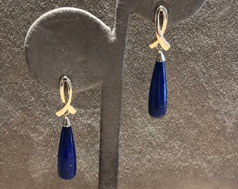 14Kt Lapis Dangle Earrings