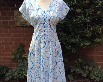 1980’s Blue and White Crossover Back Dress