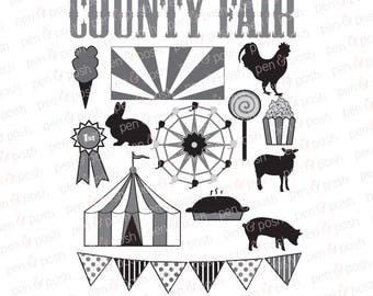 Fair SVG - Carnival SVG - Carnival Clip Art - County Fair SVG - Ferris Wheel Fair Farm Animals - Fair Clip Art - Dxf