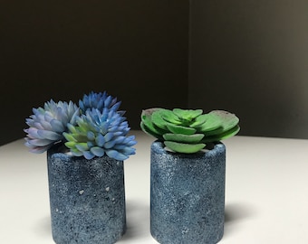 Denim finished succulent planters
