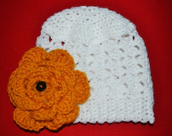 Mustard Flower Puff Stitch Beanie
