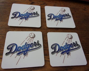 set of 4 LOS ANGELES DODGERS drink coasters brand new fast shipping