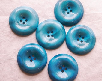 6 Country Blue Large Buttons Thick Buttons 4 hole (AH-24)