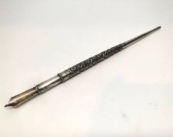 Sterling Silver Ink Pen Repousse