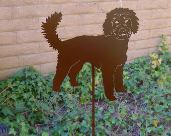 Labradoodle Garden Stake, Pet Memorial, Ornament, Steel Yard Art, Dog Breed Specific, Rustic