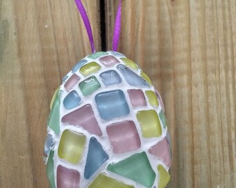 Mosaic Egg (9cm x 6cm) delicate glass tiles