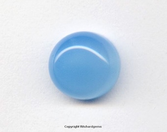 10 mm Natural Loose Aqua Blue Chalcedony Round Cabochon for ONE