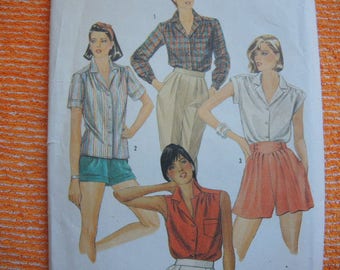 vintage 1980s Simplicity sewing pattern 6358 UNCUT misses set of shirts size 18-20