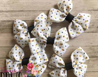 2"Classic Black & Gold Dot Bow