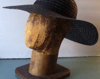 Made in Italy Wide Brim Black Straw Hat