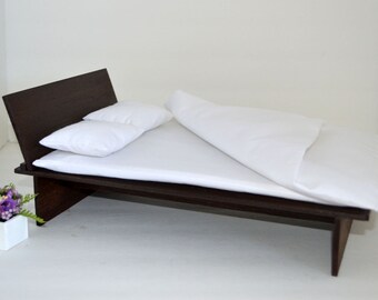 1:6 scale bed_playscale_one sixth scale_doll futon bed_modern furniture_ bedroom diorama_mid century dollhouse bed for 10" to 12" dolls.