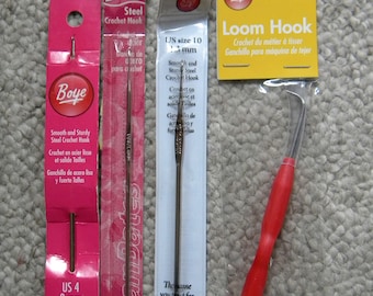 LOT three crochet hooks and loom hook FREE SHIPPING