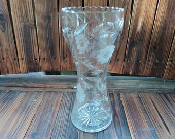 Heavy Cut Glass Crystal Vase