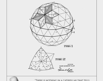 Patent Art Print of Geodesic Dome - Buckminster Fuller Print -