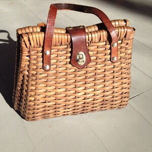 Vintage Basket Weaved Handbag/ Purse 70's