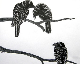 Three For A Wedding - Raven Poem - Archival Art Print
