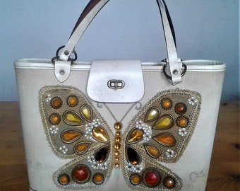 Vintage 1960's Enid Collins Of Texas Original Hand bag Or Purse "Flutter Byes" With Jewels