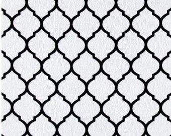 Black and White Quarterfoil Fabric, Fabric By The Yard, Fabric BTY, Moroccan Fabric, Craft Fabric, Quilting Fabric, Flannel Fabric,