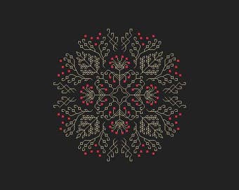 Red Berries Ornament Cross Stitch Pattern PDF Instant Download Ornament design