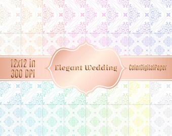 Elegant Wedding Damask Pastel Paper, Digital Paper, Commercial Use, Printable Scrapbook Paper, Instant Download, Printable Background Pack