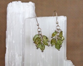 Peridot Beaded Dangly Earrings