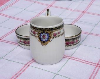Mustard salt and pepper - French porcelain - 50's - vintage