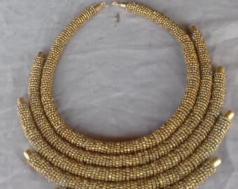 Round Golden beaded necklace