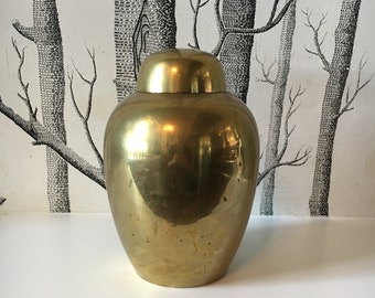 Vintage Brass Ginger Jar with Lid Vase Decorative 1970s