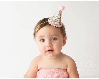 Baby Girl Party Hat || Half Birthday Party Hat || 1/2 Birthday Party Hat || Cake Smash || 1st Birthday Party Hat || Add Any Number