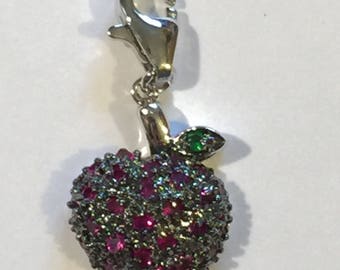 New old stock red cubic zirconia apple charm