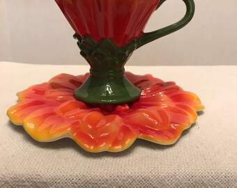 Teleflora Orange Poppy Tea Cup and Saucer
